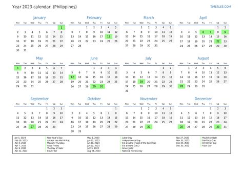 Philippines Year Planner with 2023 Holidays .
